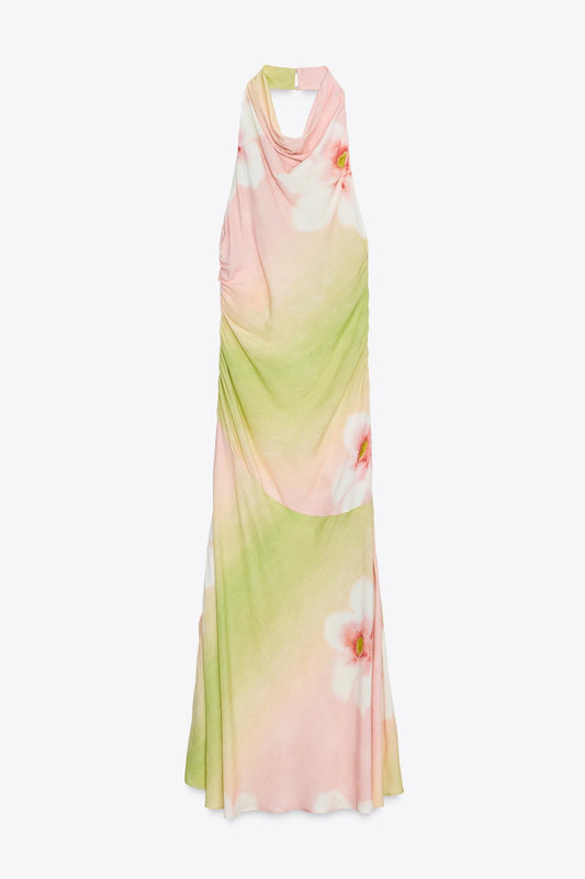 Floral print halter dress