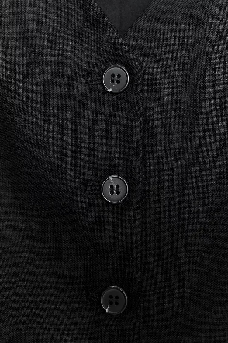 LINEN BLEND BUTTONED WAISTCOAT