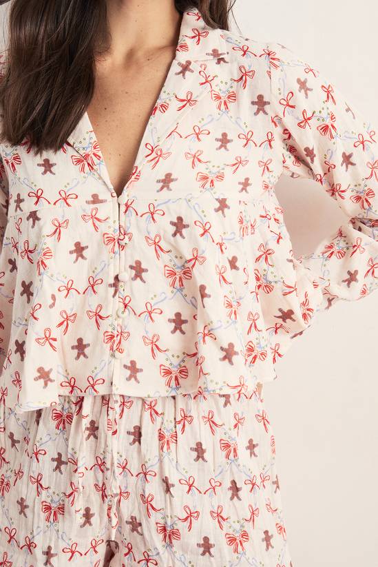 Gingerbread Ruffle Shorts Pajama Set