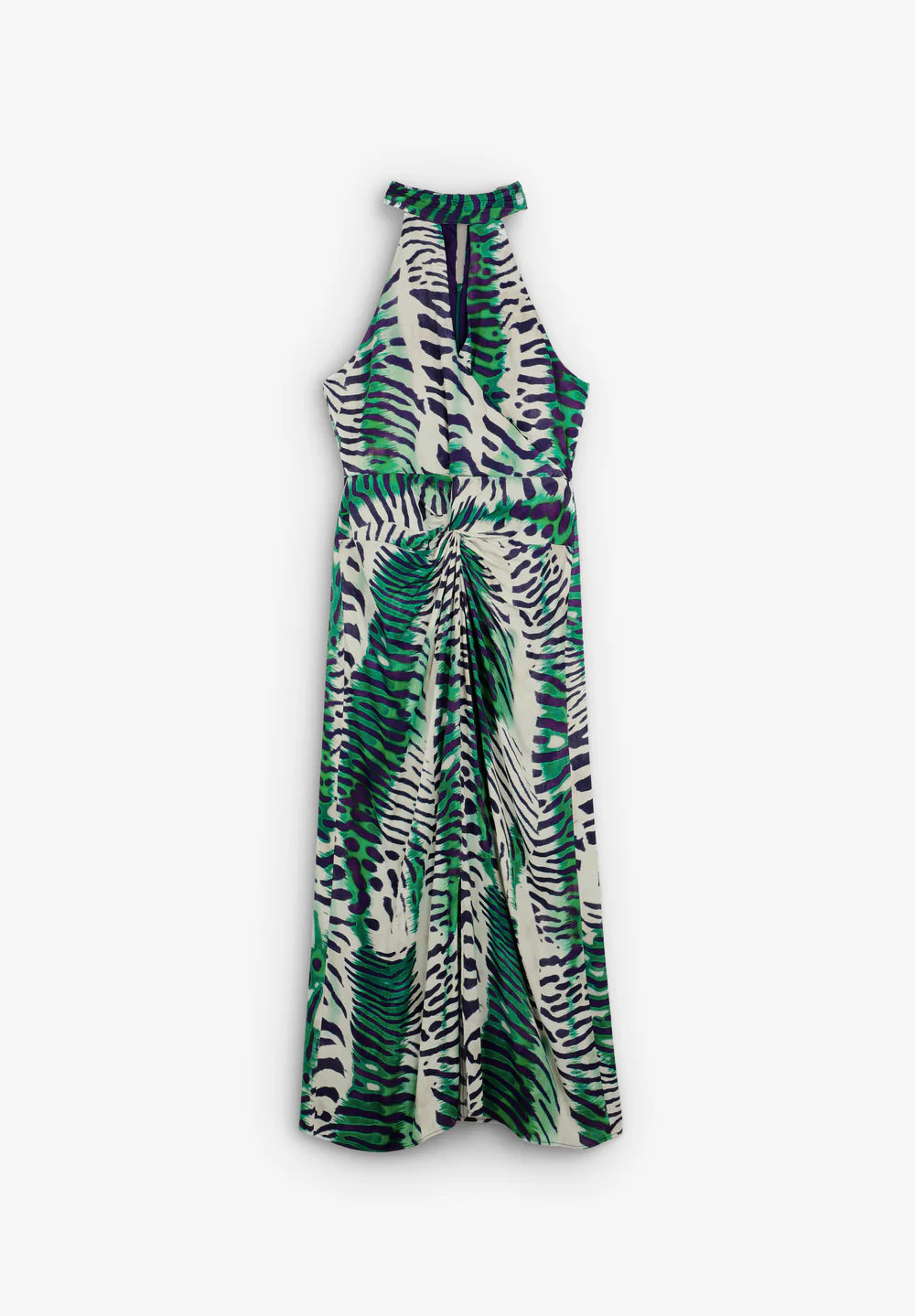 DRAPED HALTER MIDI DRESS