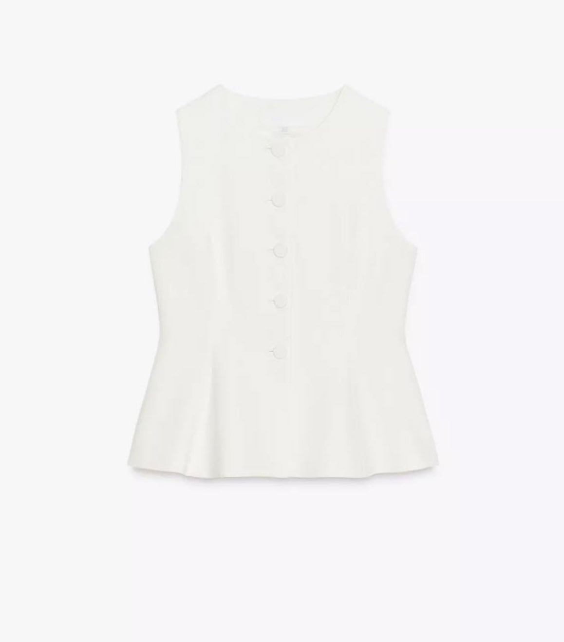 ZARA SLEEVELESS WHITE BUTTONED TOP ELEGANT