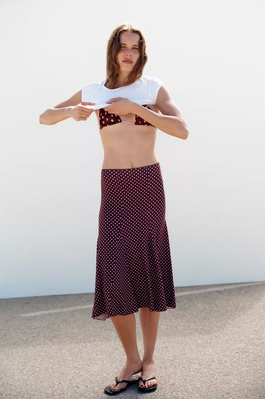 Polka dot midi skirt