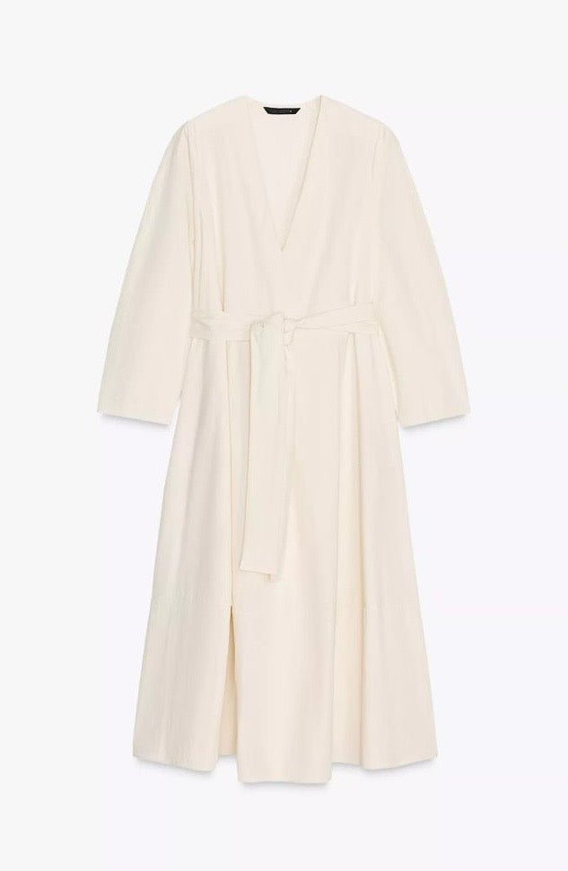 Long Ivory Dress with Puff Sleeves