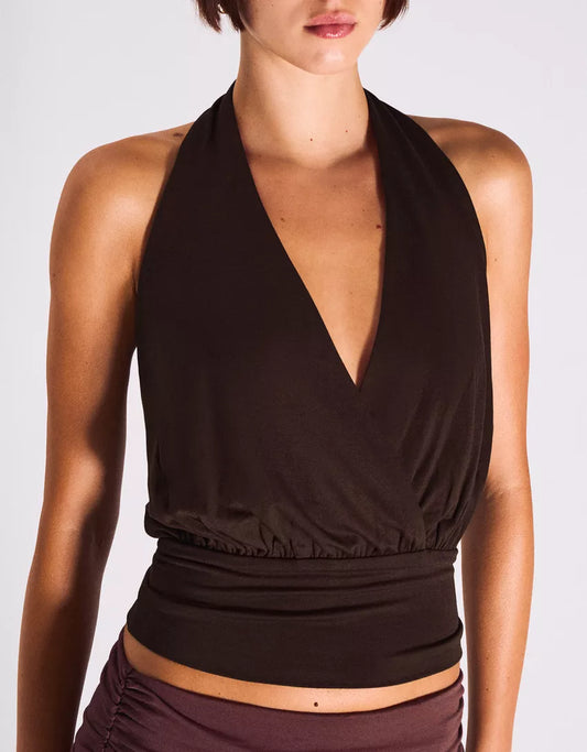 TOP CROISÉ FRONCÉ À CEINTURE
