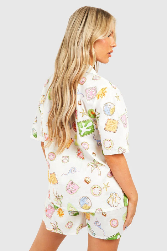 Cotton poplin sea motif set