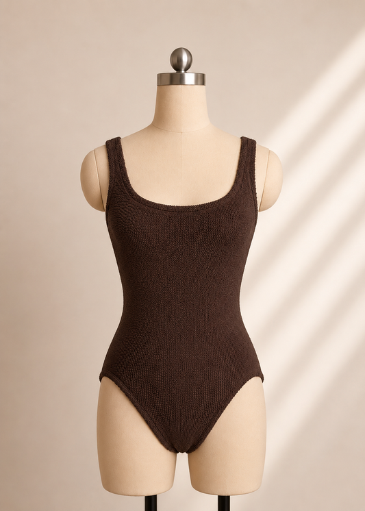 TEXTURED SWIMSUIT | Brown