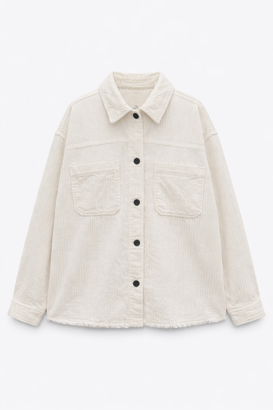 TEXTURED CORDUROY BUTTON-DOWN SHIRT JACKET
