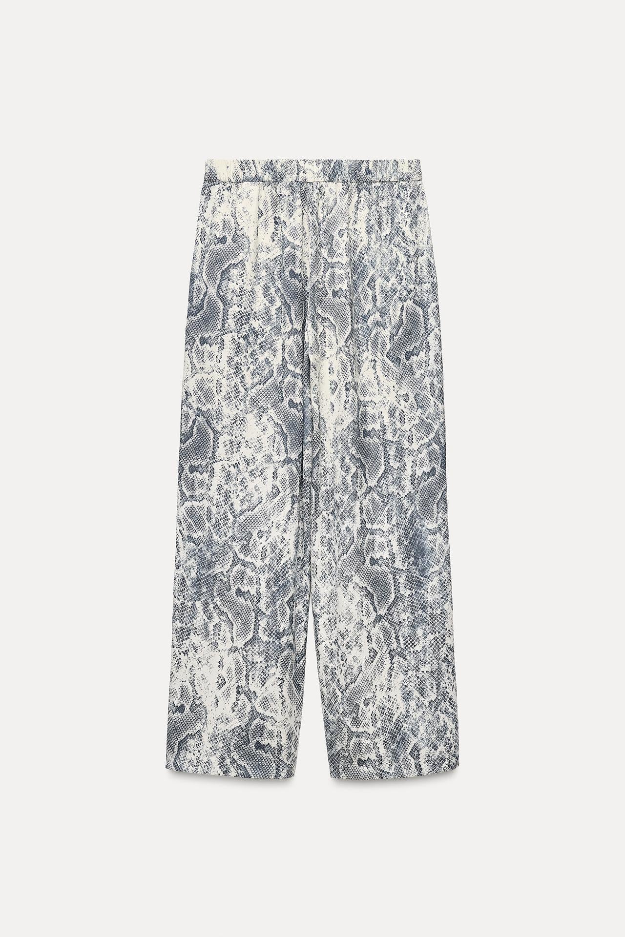 Pantalon wide leg à imprimé animalier