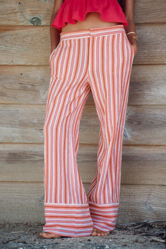 RUSTIC WIDE LEG STRIPED TROUSERS