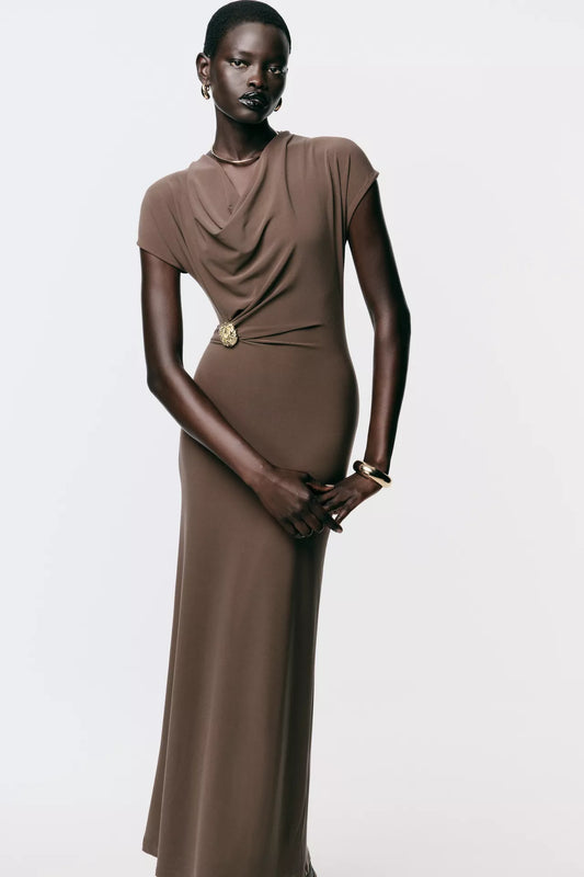 DRAPED DRESS WITH HARDWARE