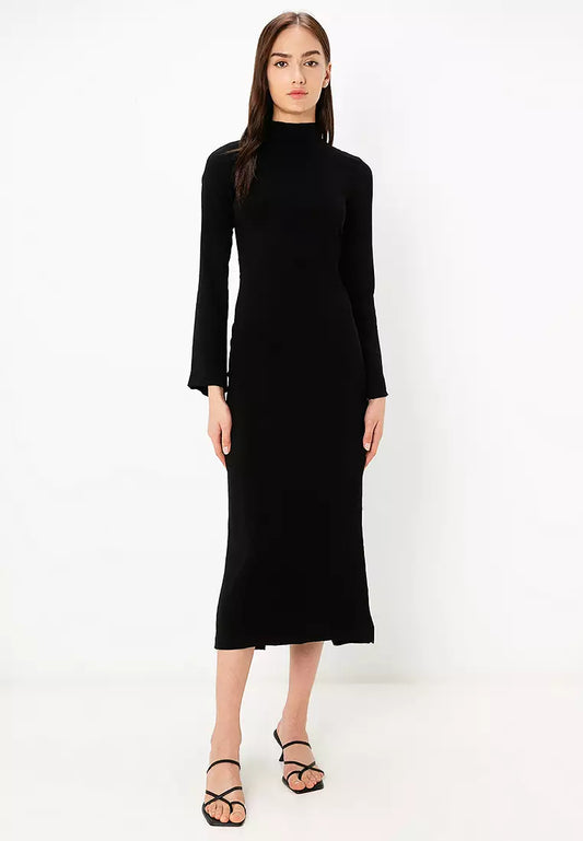 HIGH NECK BOW MIDI DRESS
