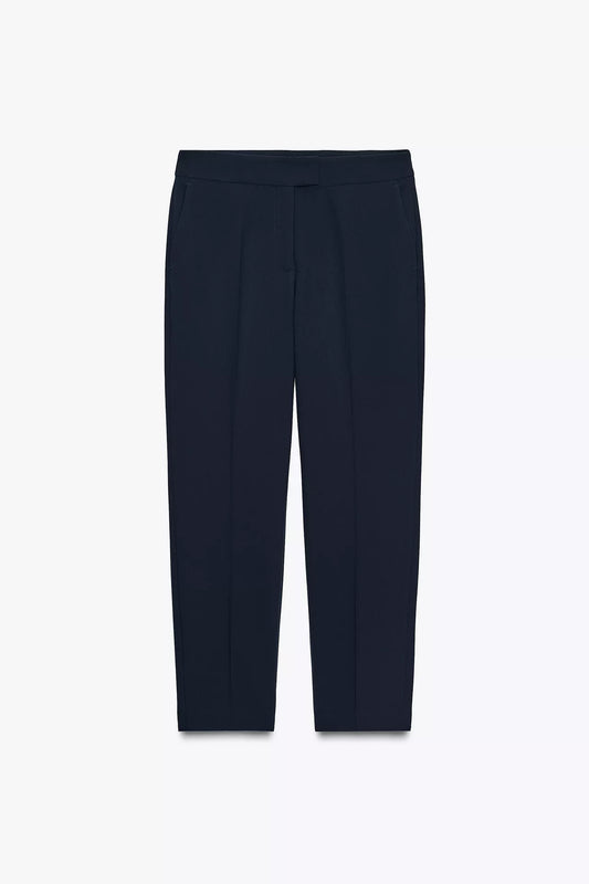 HIGH-WAIST SLIM TROUSERS
