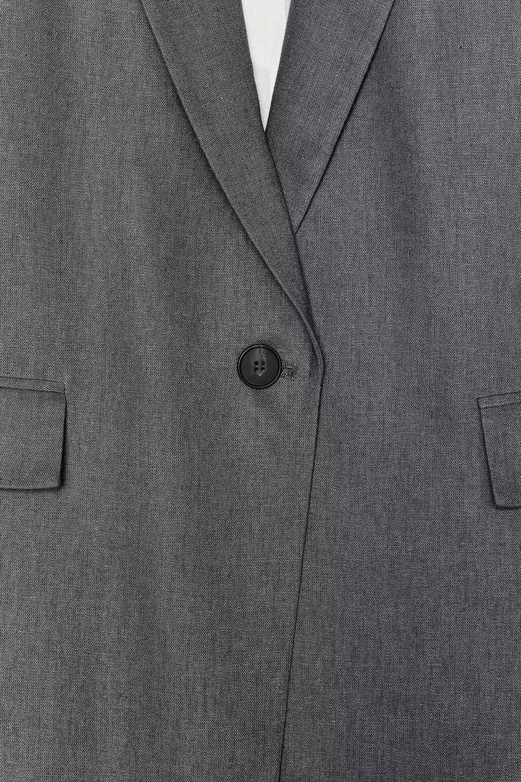 LINEN BLAZER WITH PRINTED CUFFS