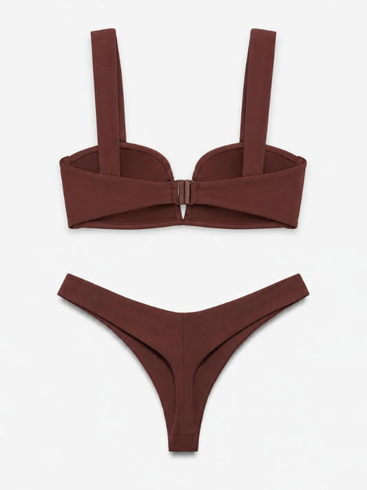 RUCHED CHOCOLATE BIKINI SET