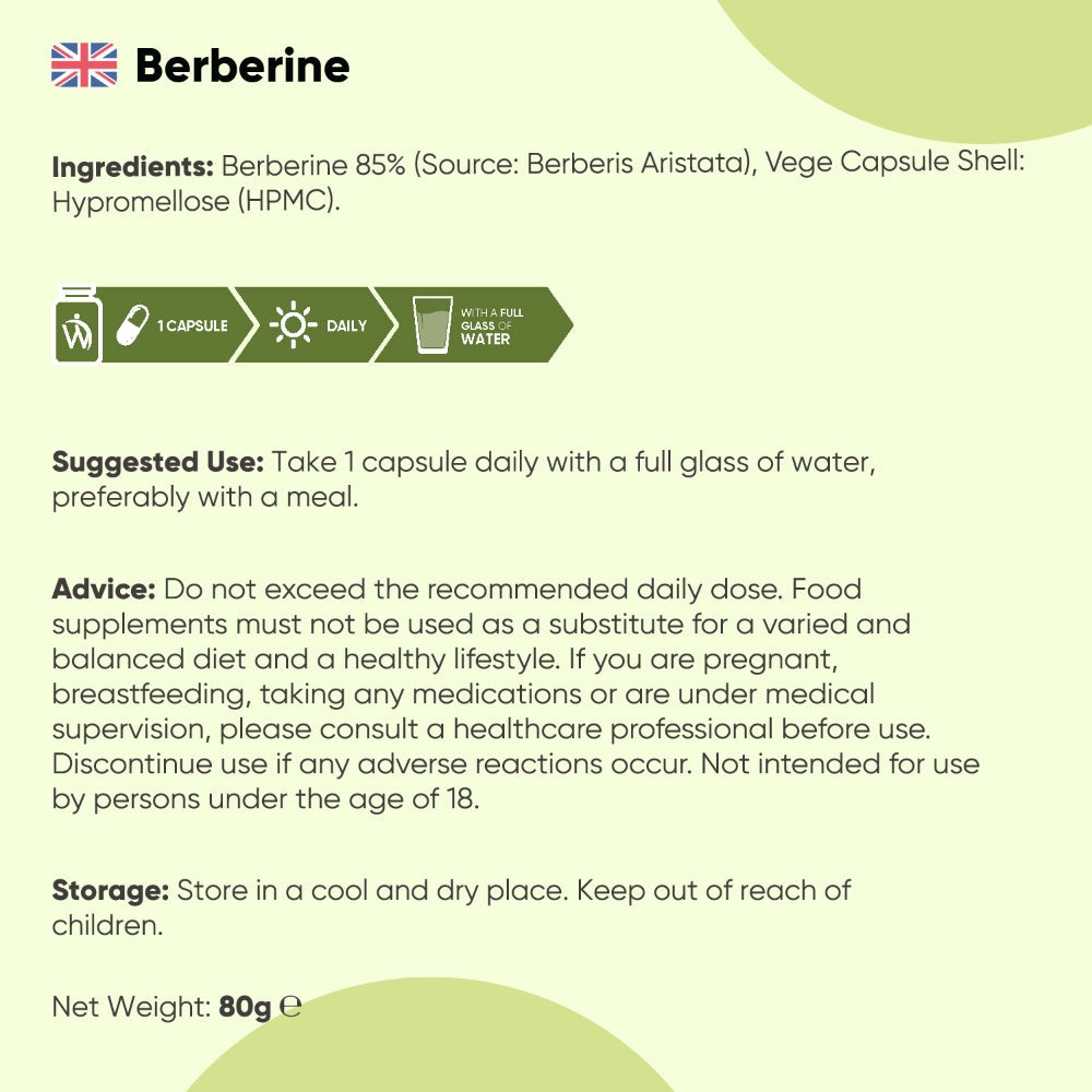 Pure Berberine Capsules | 500mg 120 Capsules