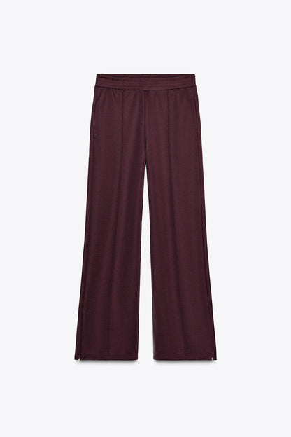 PANTALON BORDEAUX À ZIP INVISIBLE