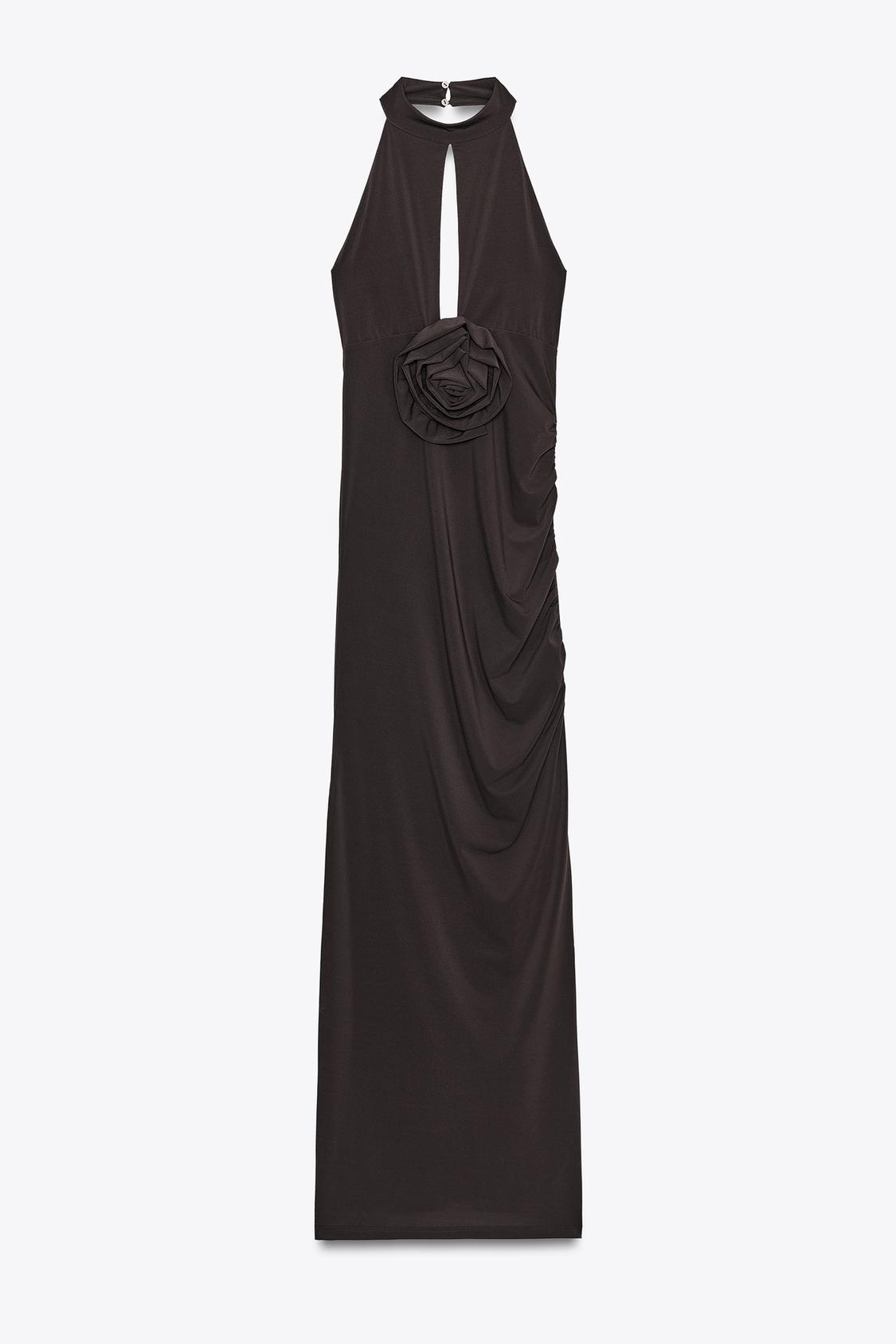 HALTERNECK DRESS WITH FLOWER