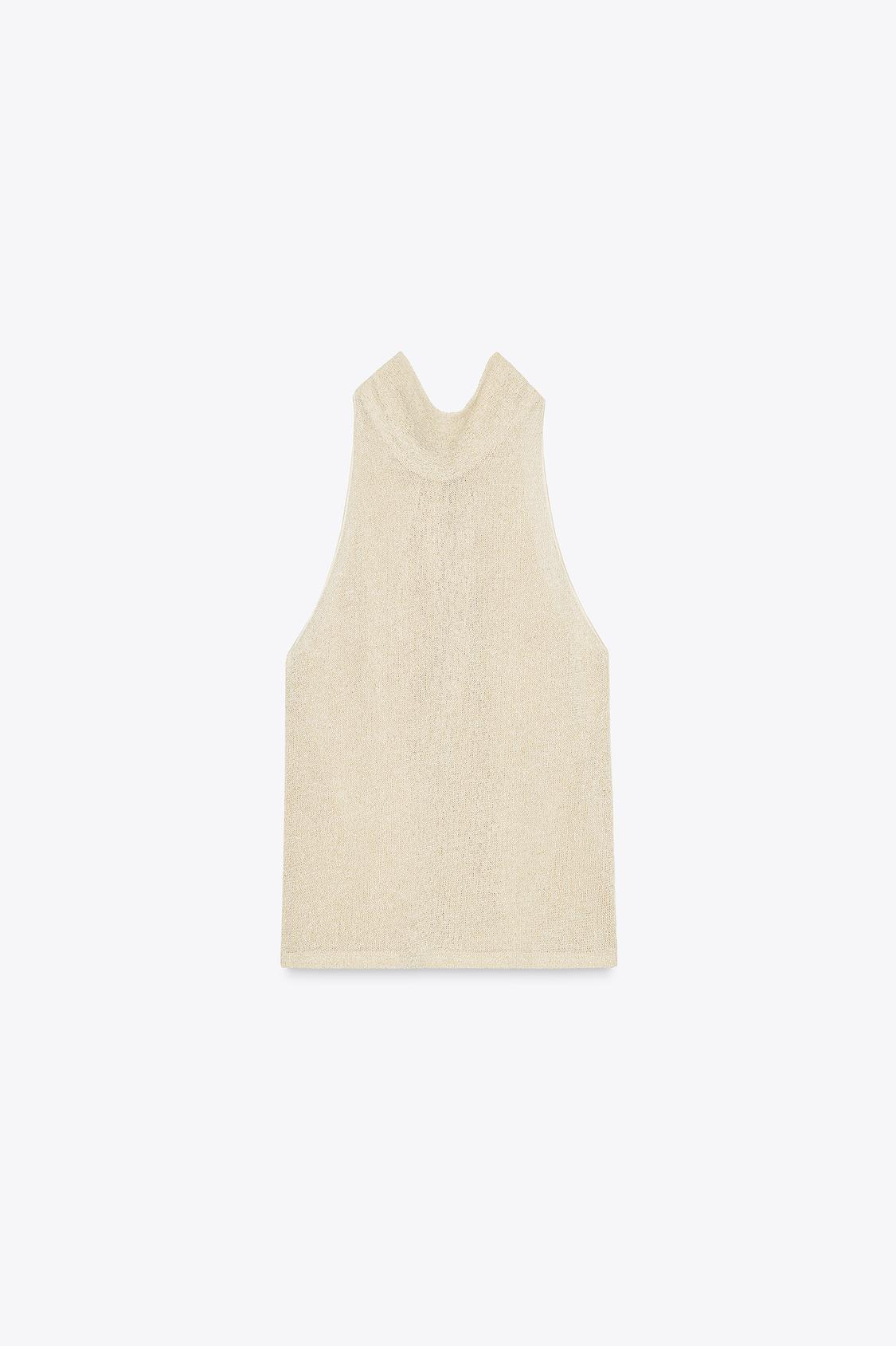 METALLIC THREAD HALTER TOP