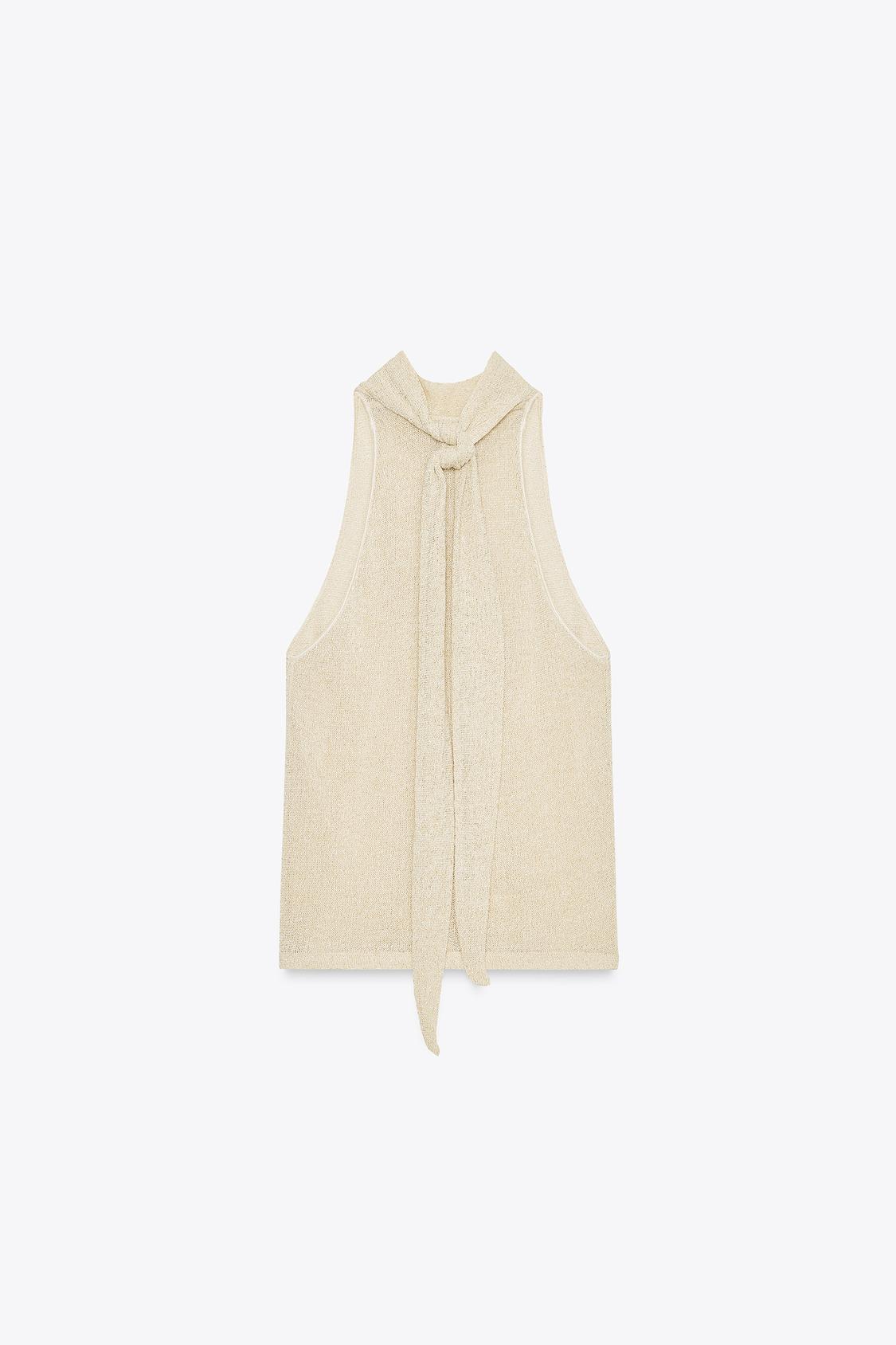 METALLIC THREAD HALTER TOP