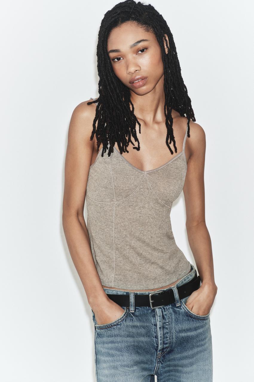 Cotton blend strappy top