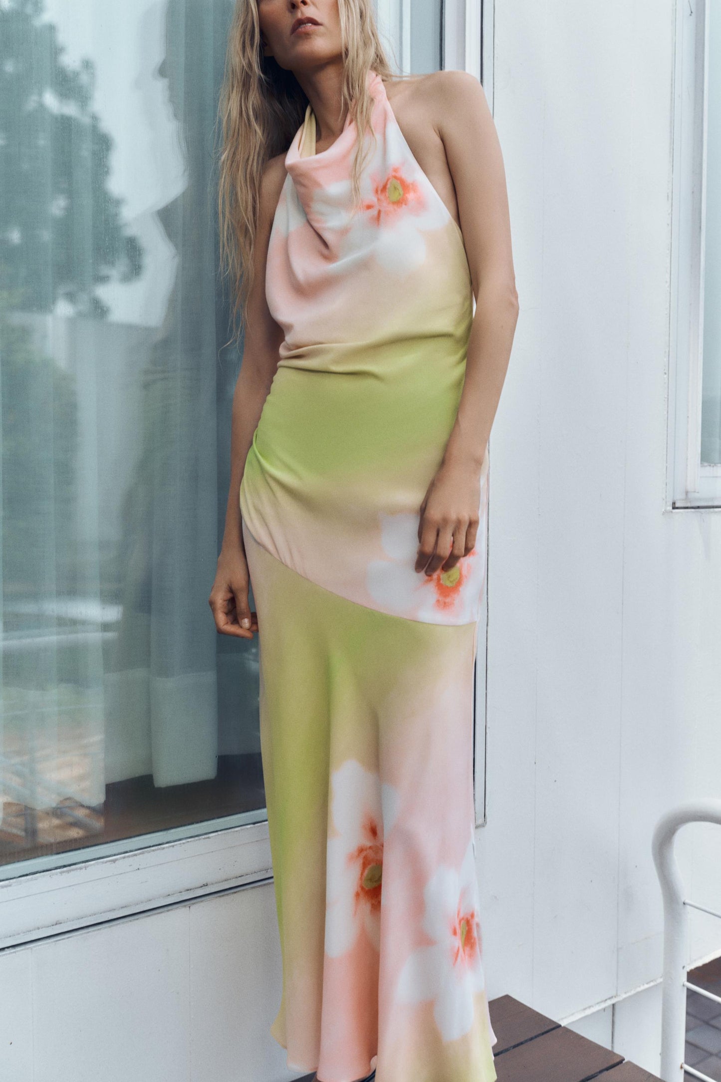 Floral print halter dress