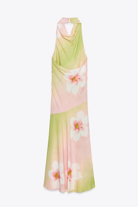 Floral print halter dress