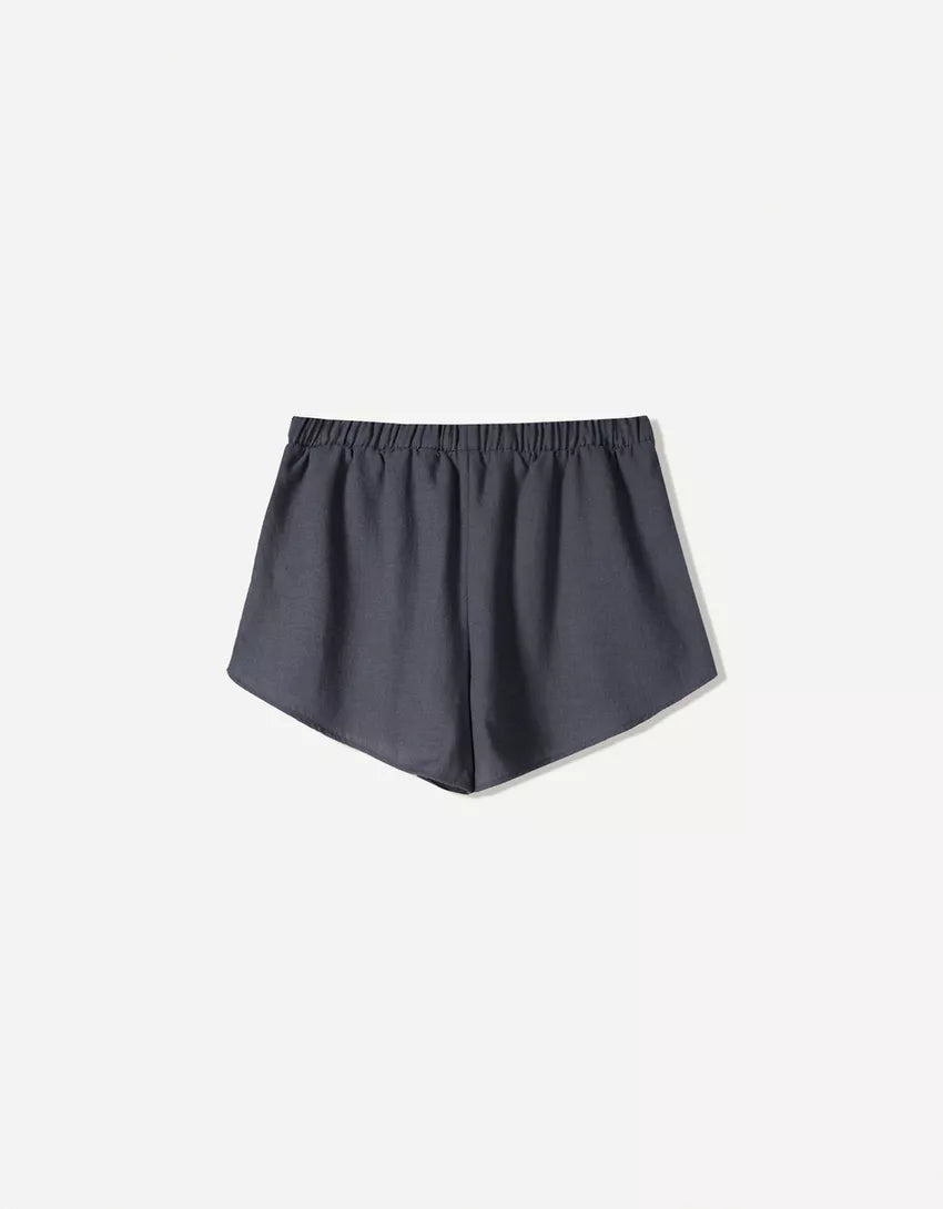 [X5] LINEN RUSTIC MINI SHORTS