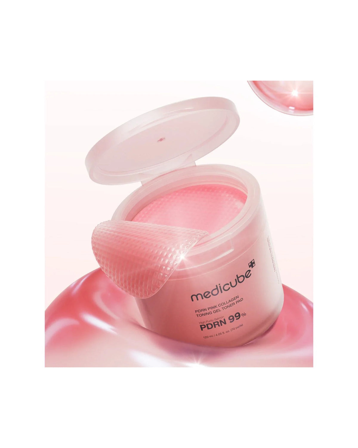 Medicube PDRN Pink Collagen Toning Gel Toner Pads open container