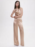 [B2] SATIN JUMPSUIT WITH DRAPED NECKLINE
