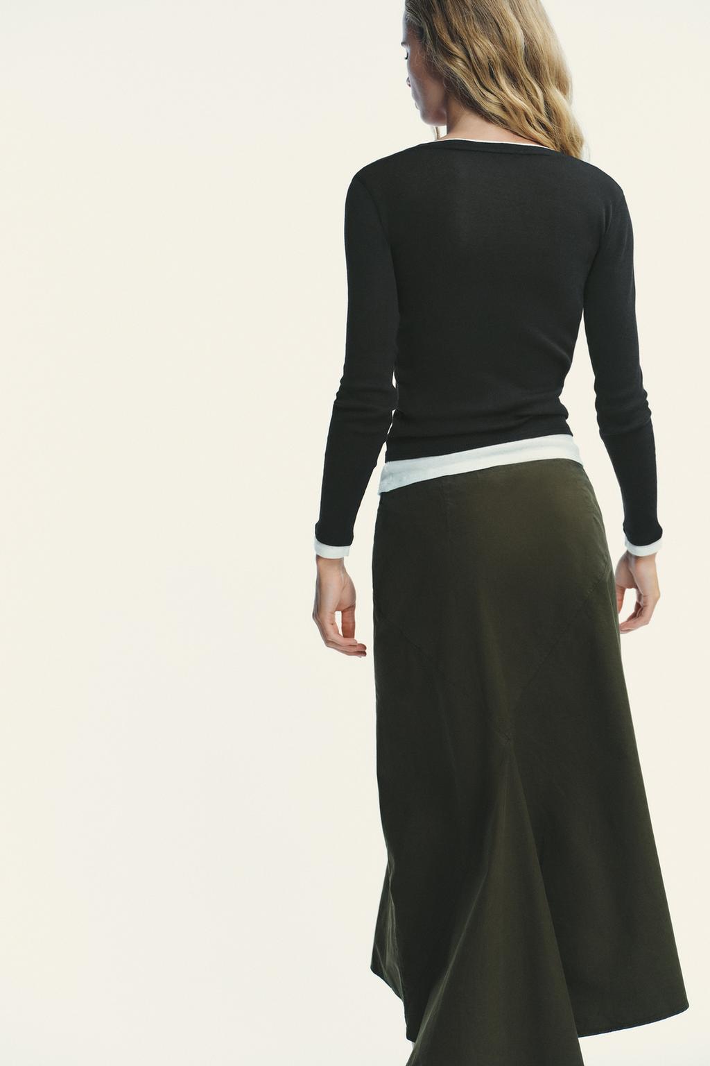 [B7] ASYMMETRIC MIDI SKIRT