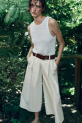 ZARA white high-waist culottes shown with styling belt; product sold without belt