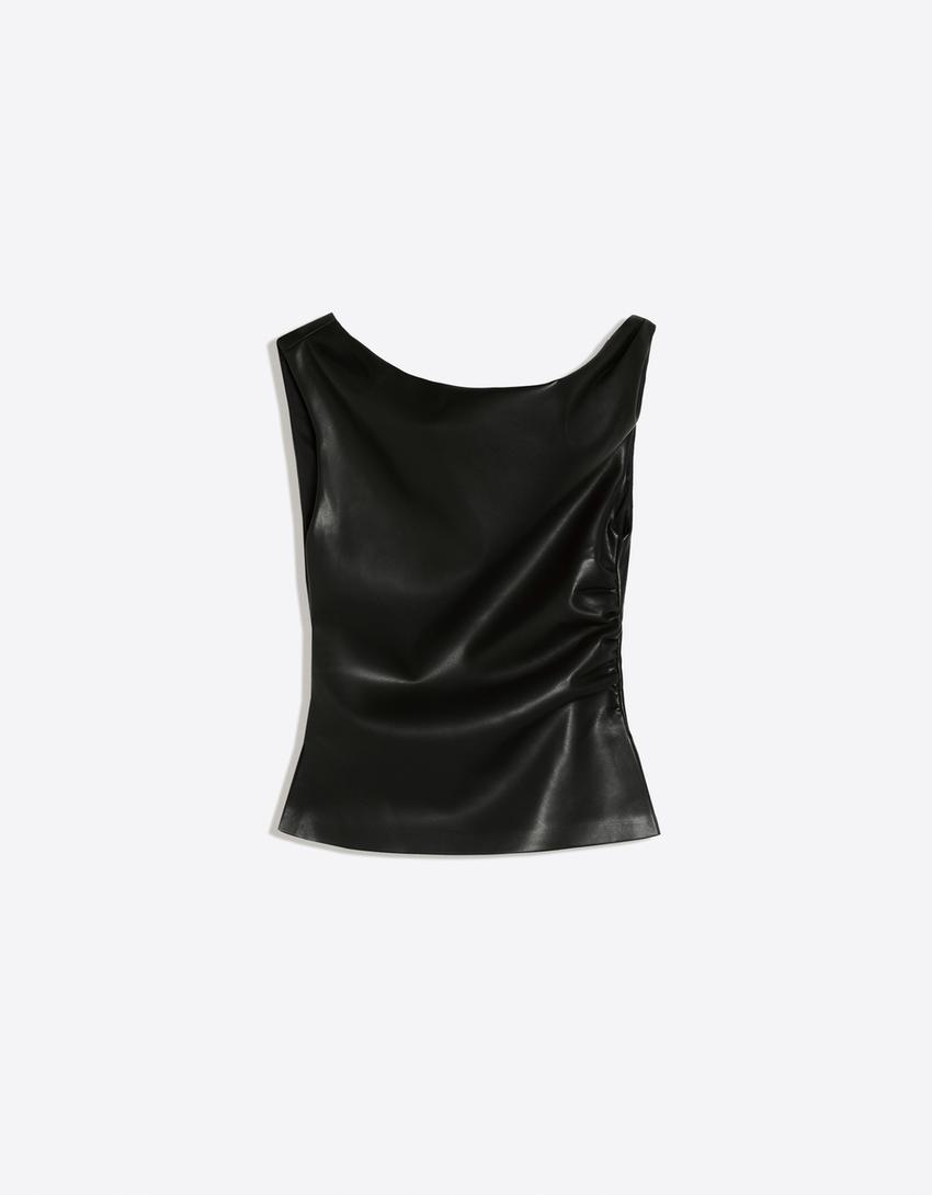 Bershka Asymmetric Polyurethane Top