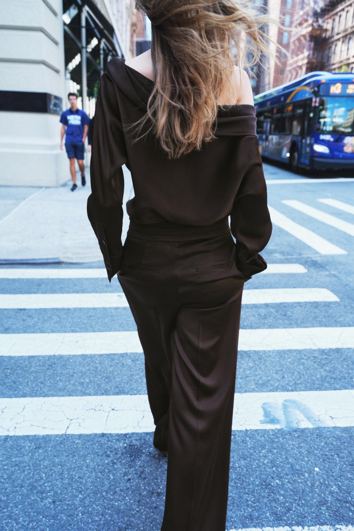 ZARA brown asymmetric cut top – back view