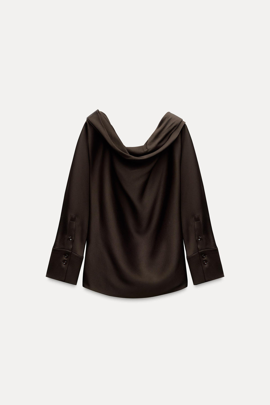 ZARA brown asymmetric cut top – fabric detail