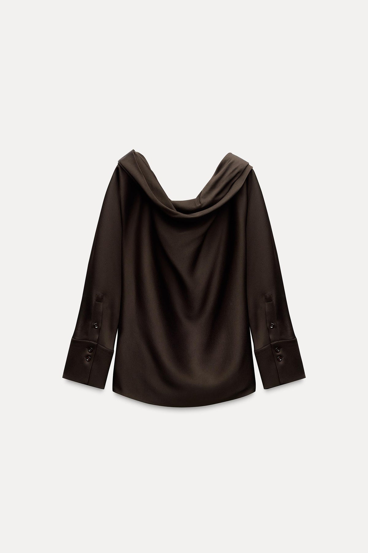 ZARA brown asymmetric cut top – fabric detail