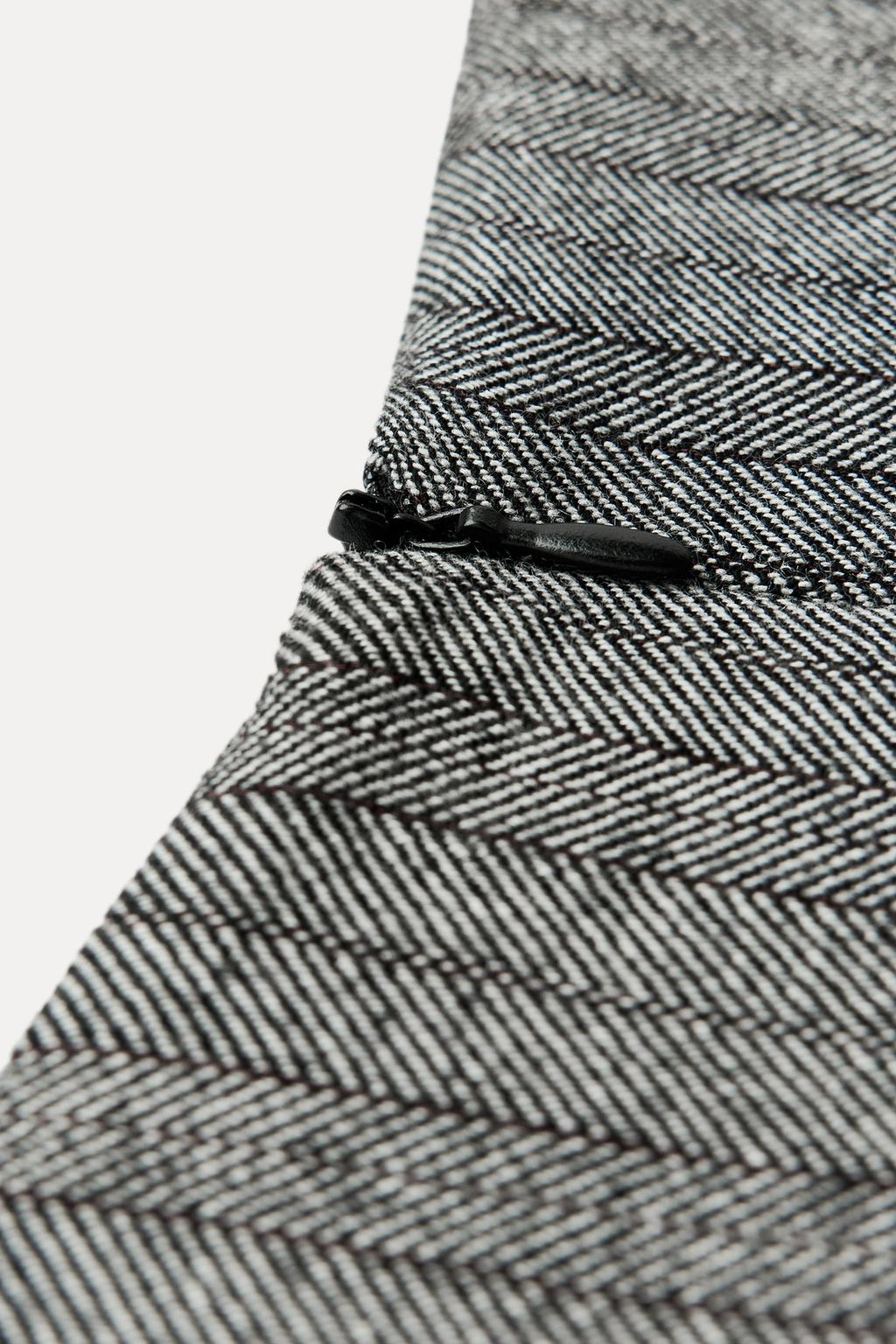 HERRINGBONE DRESS WITH A FLARED GODET SKIRT