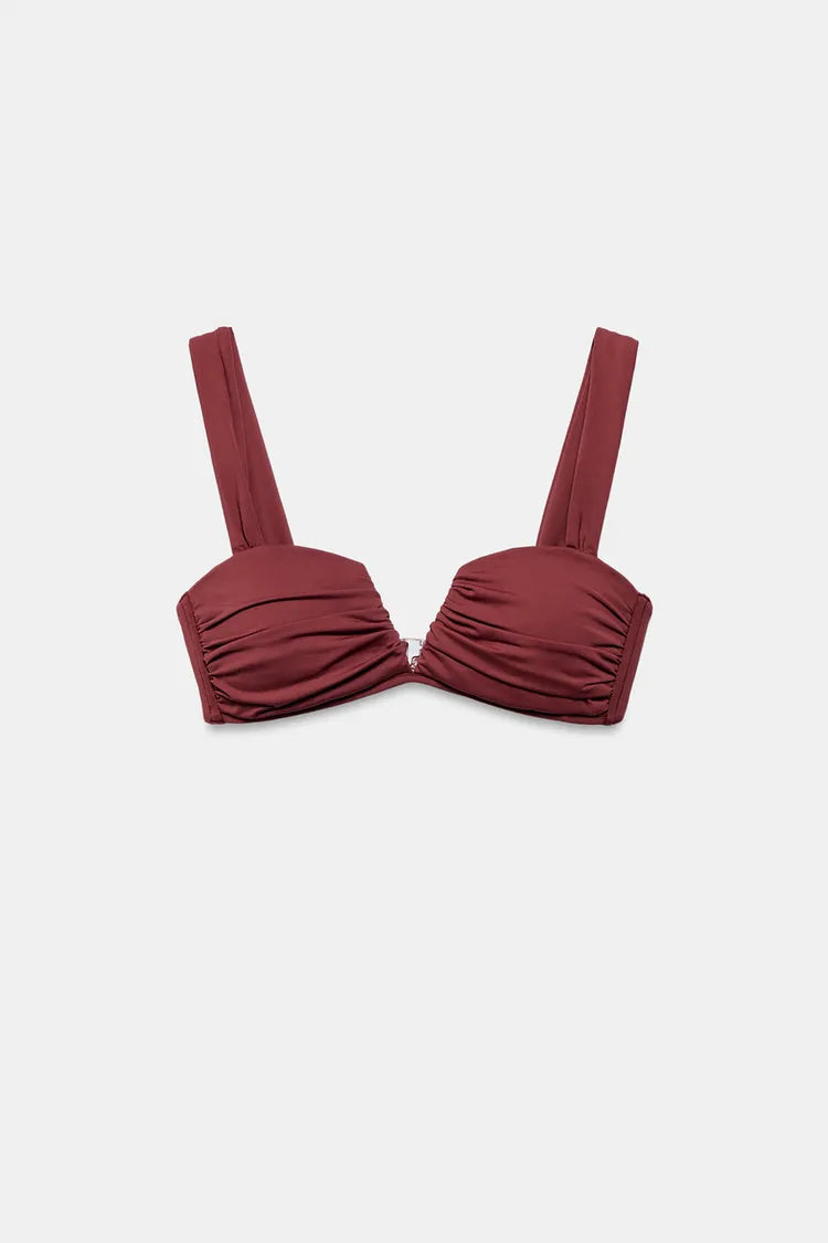 Ruched Chocolate Bikini Set, view 2 of 5