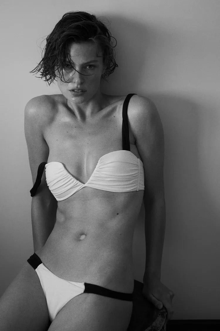 CONTRAST RUCHED BIKINI SET