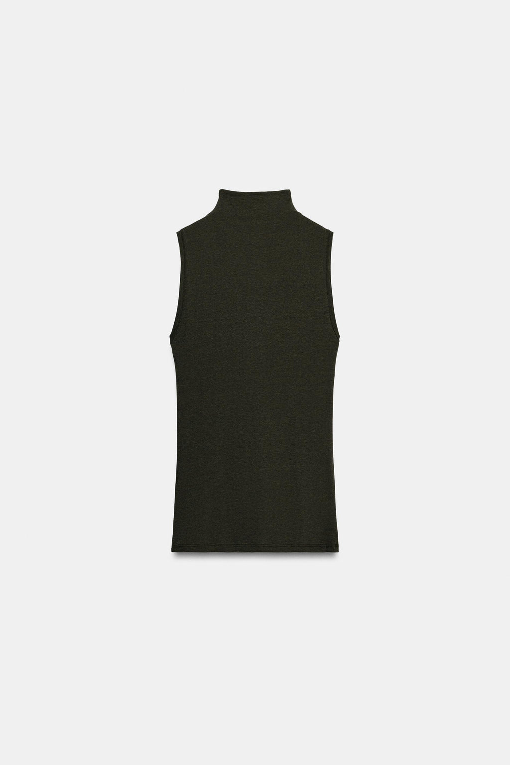 BUTTONED HIGH NECK TOP -Olive Green