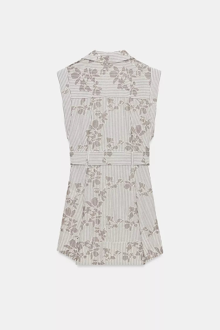 [B6] EMBROIDERED SEQUIN BELTED DRESS
