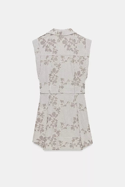 EMBROIDERED SEQUIN BELTED DRESS