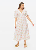 FLORAL PRINTED GINGHAM TEA DRESS