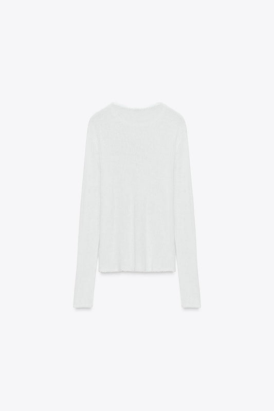 Long-sleeve rustic-style blouse