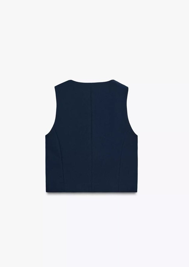 [E4] ZARA SLEEVELESS CROPPED VEST WITH DECORATIVE TRIM