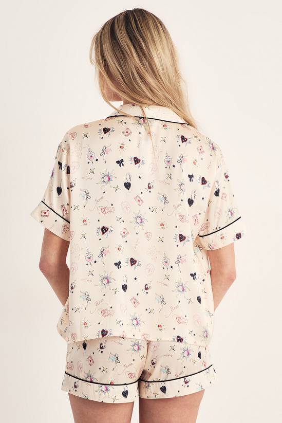 [E1] CONVERSATIONAL PRINT SHIRT AND SHORTS SET