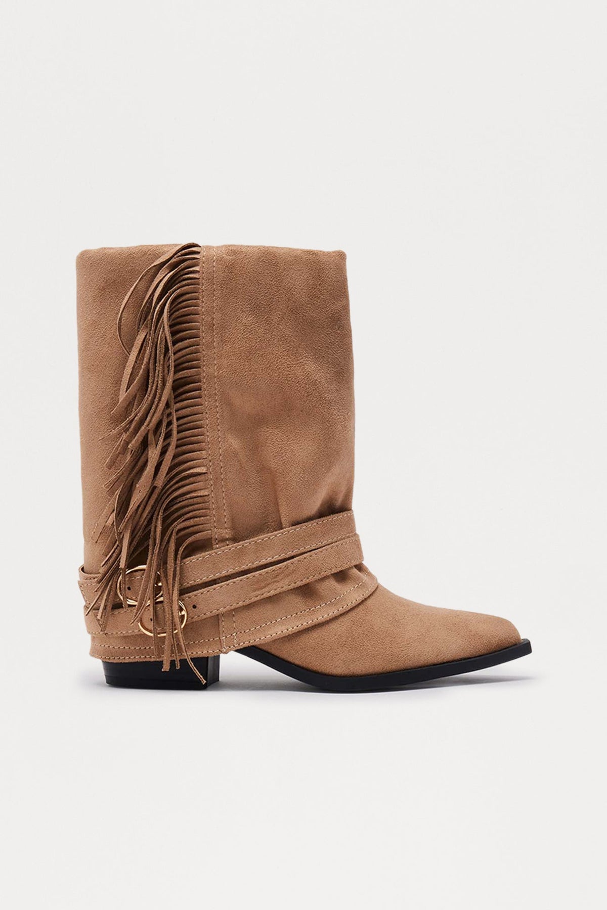 Mendocino Fringe Overlay Booties - Grey - vue 1