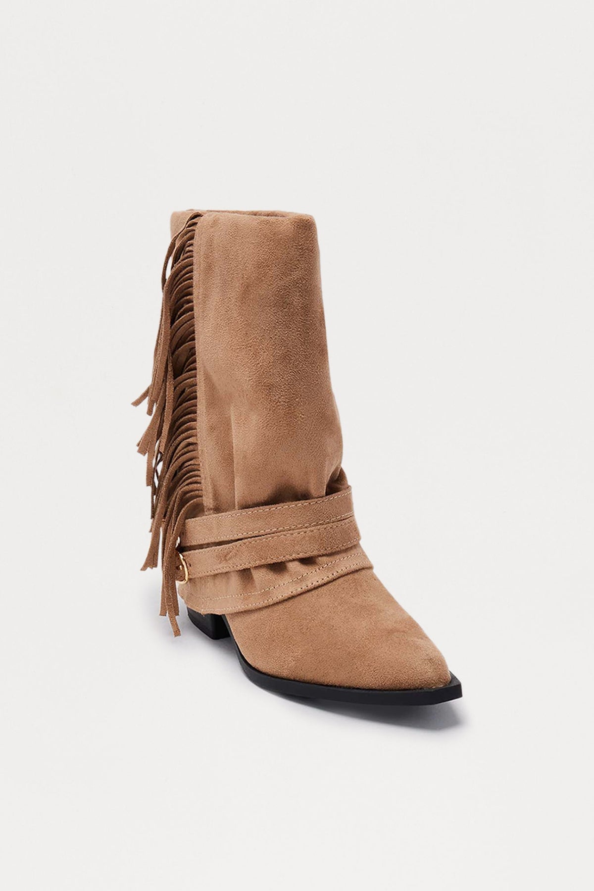Mendocino Fringe Overlay Booties - Grey - vue 2