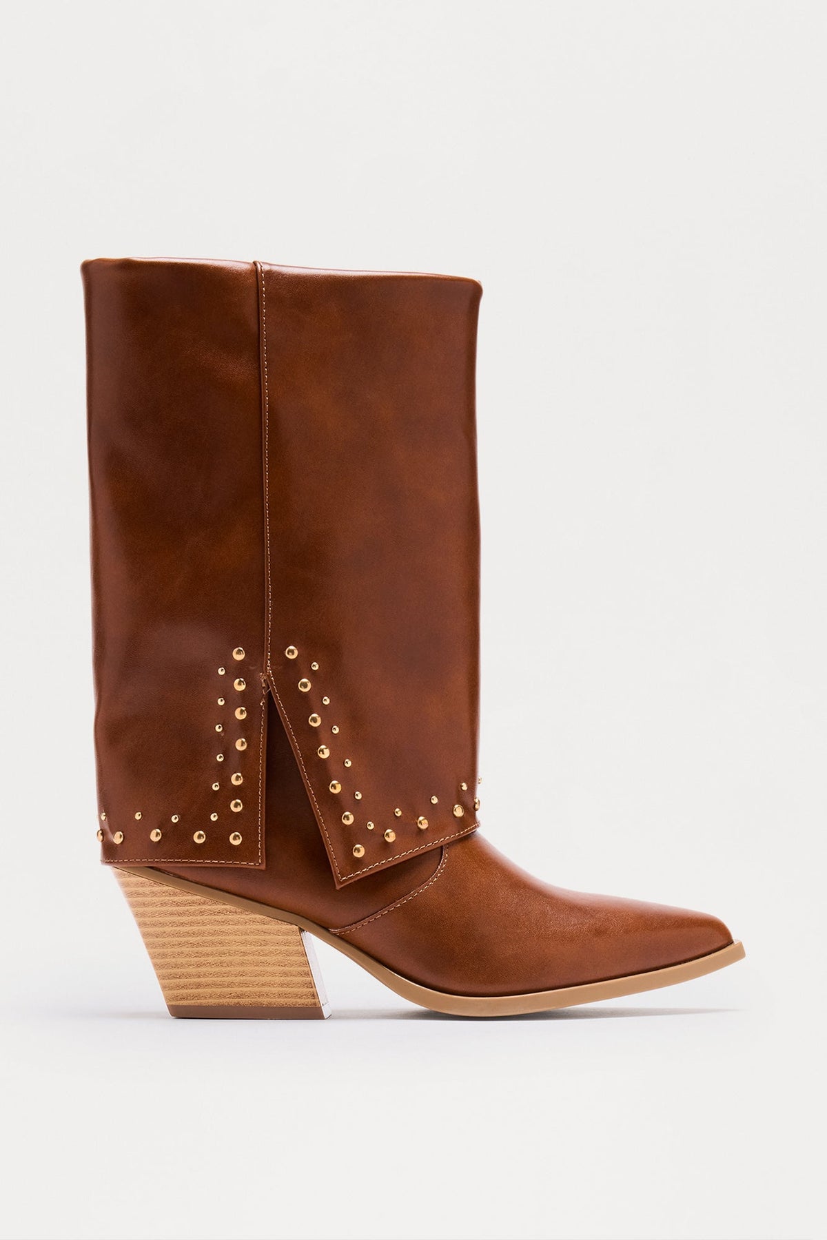 Thatcher Studded Overlay Booties - Cognac - vue 1