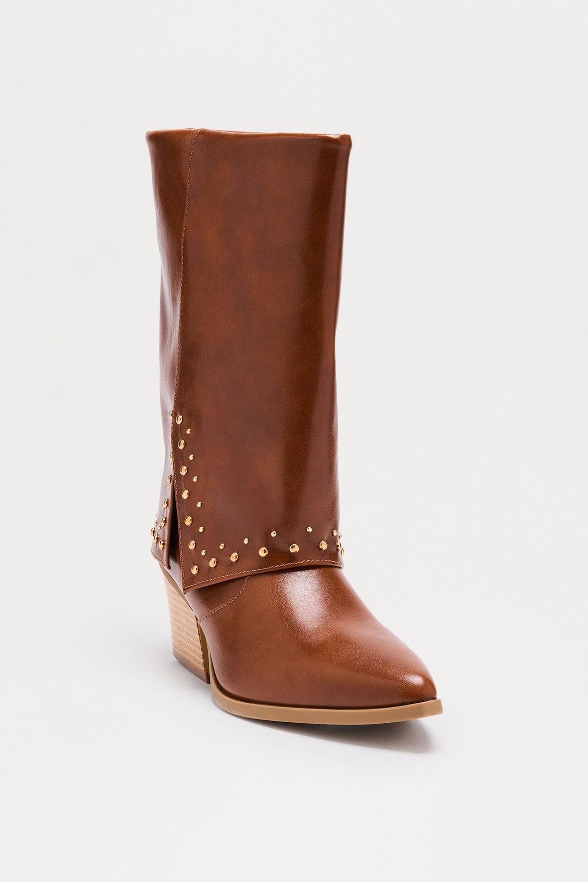Thatcher Studded Overlay Booties - Cognac - vue 2