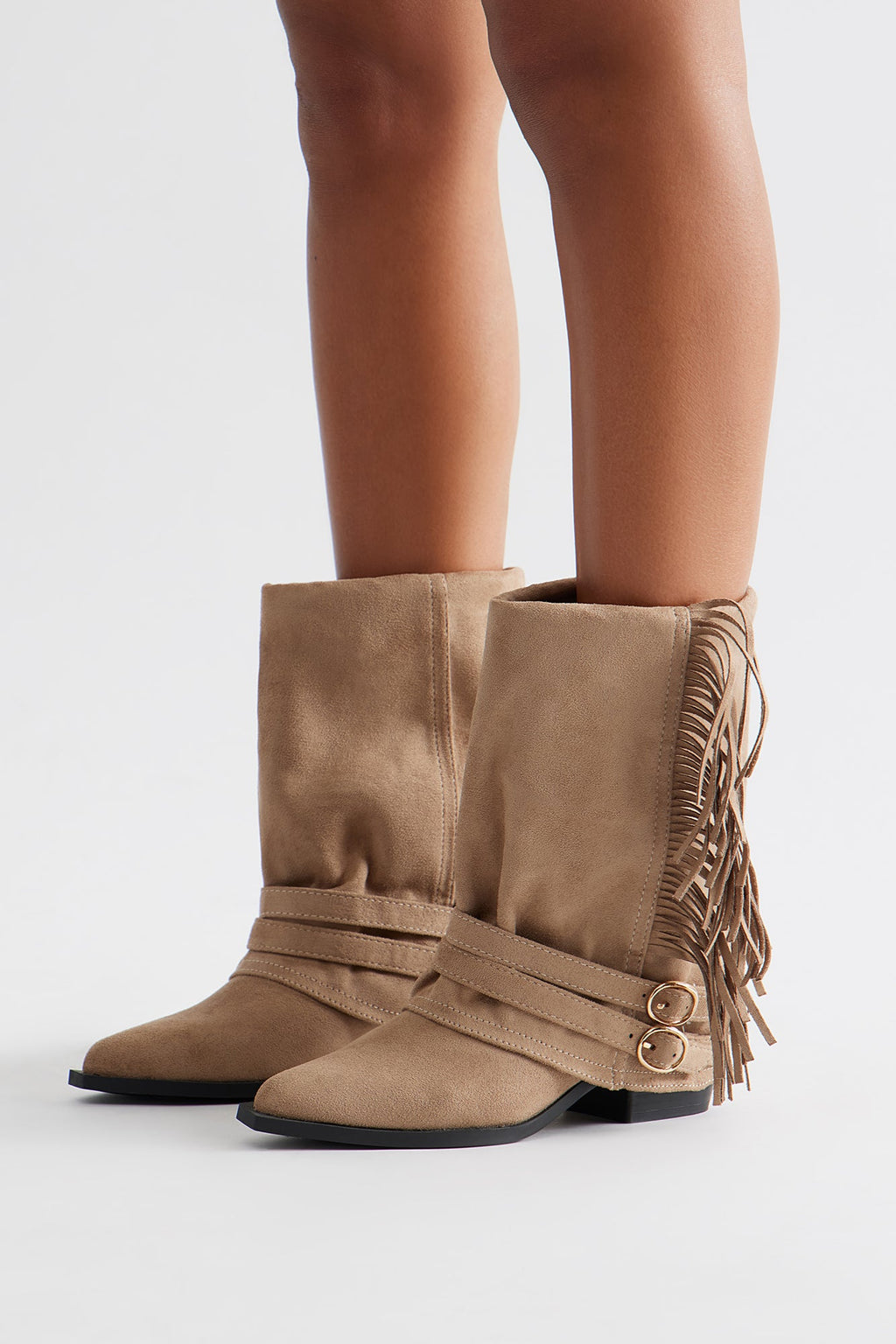 Mendocino Fringe Overlay Booties - Grey - vue 3